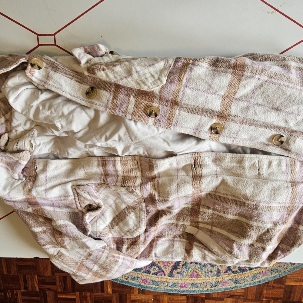 Plaid Women's Jacket in Cream and Brown